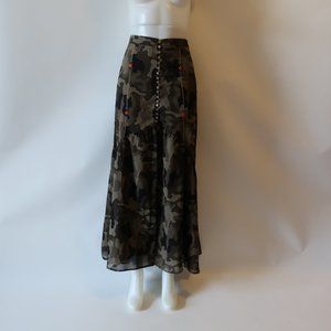 NWT TINA DEMEL CAMO ARMY GREEN MAXI SKIRT SIZE MEDIUM